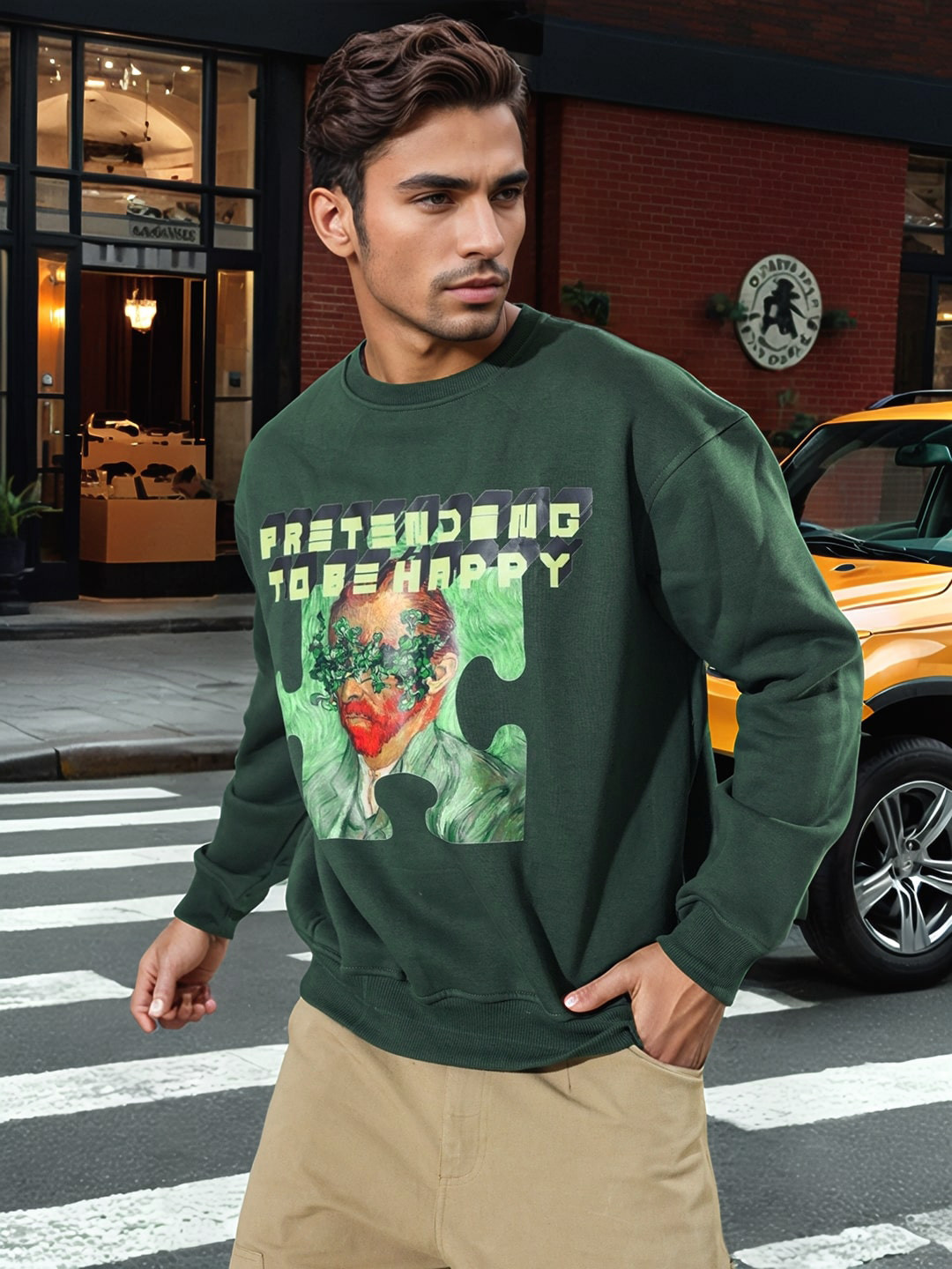 

UNRL Printed Sweatshirt, Green