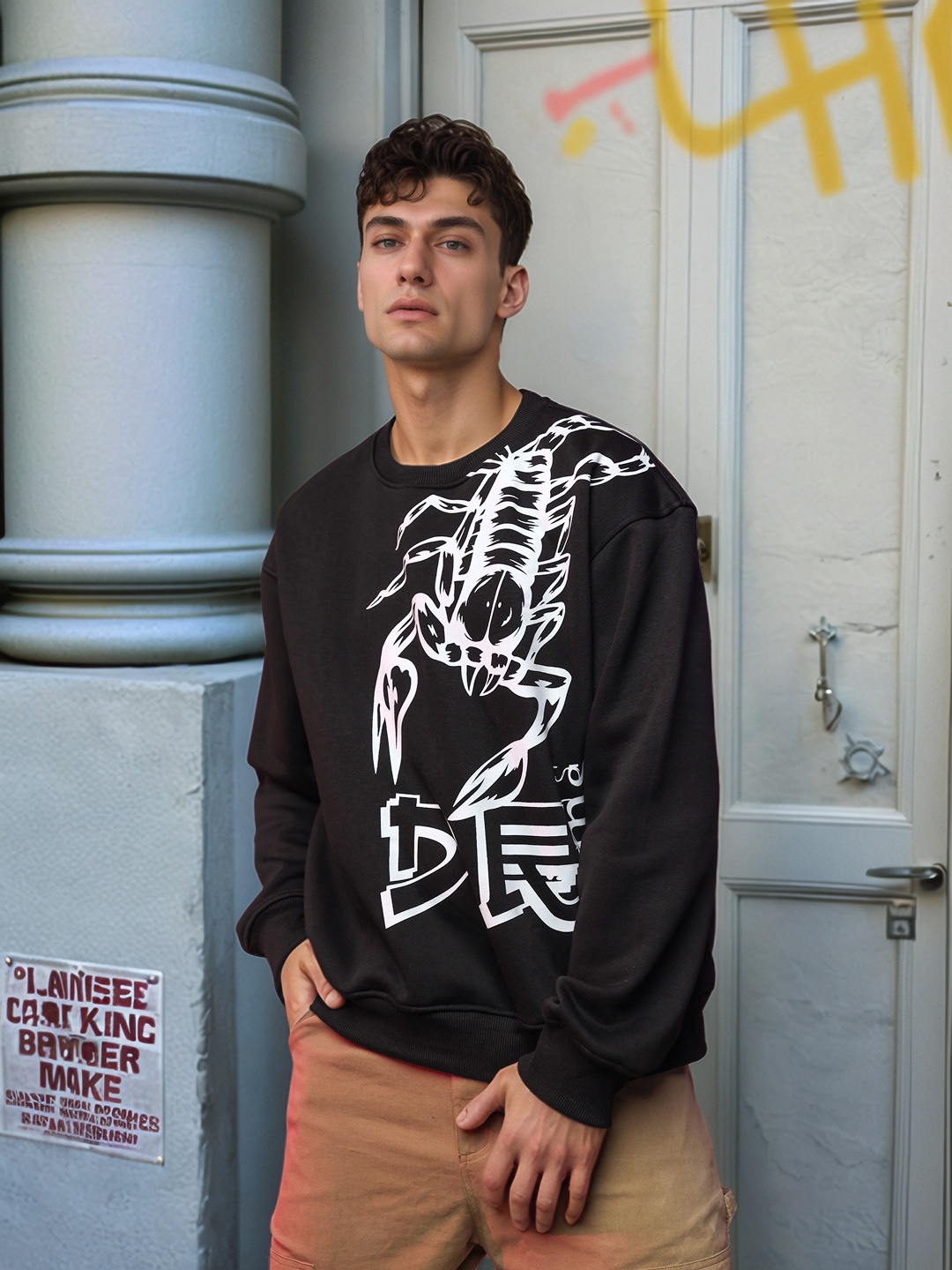 

UNRL Printed Sweatshirt, Black