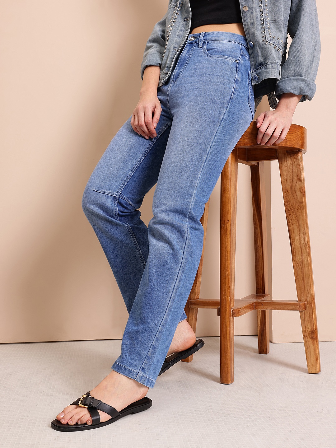 

Mast & Harbour Women Straight Fit Light Fade Jeans, Blue