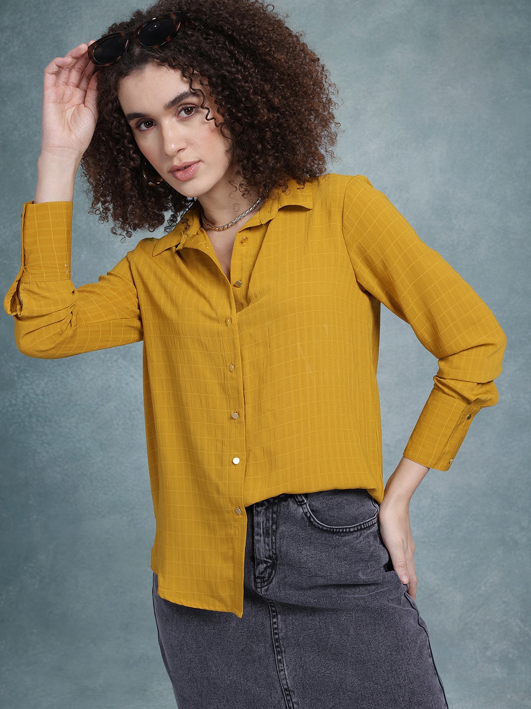 

The Roadster Life Co. Self-Checked Casual Shirt, Mustard