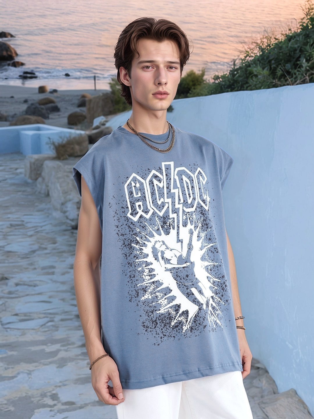

UNRL Printed Pure Cotton T-shirt, Blue