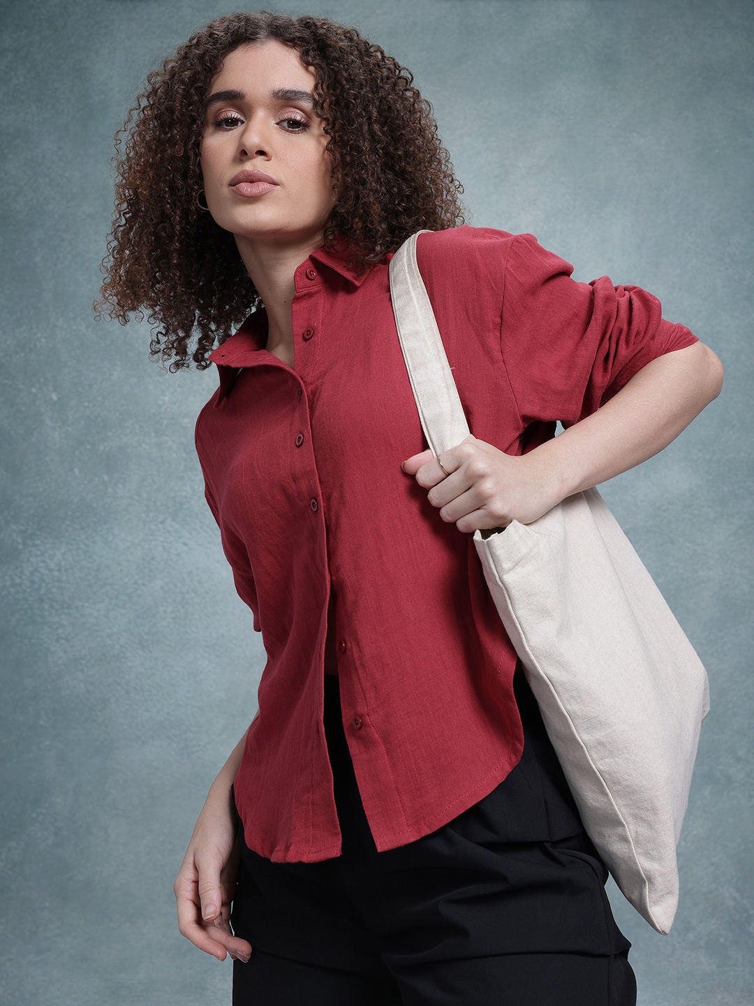 

The Roadster Life Co. Pure Cotton Casual Shirt, Maroon