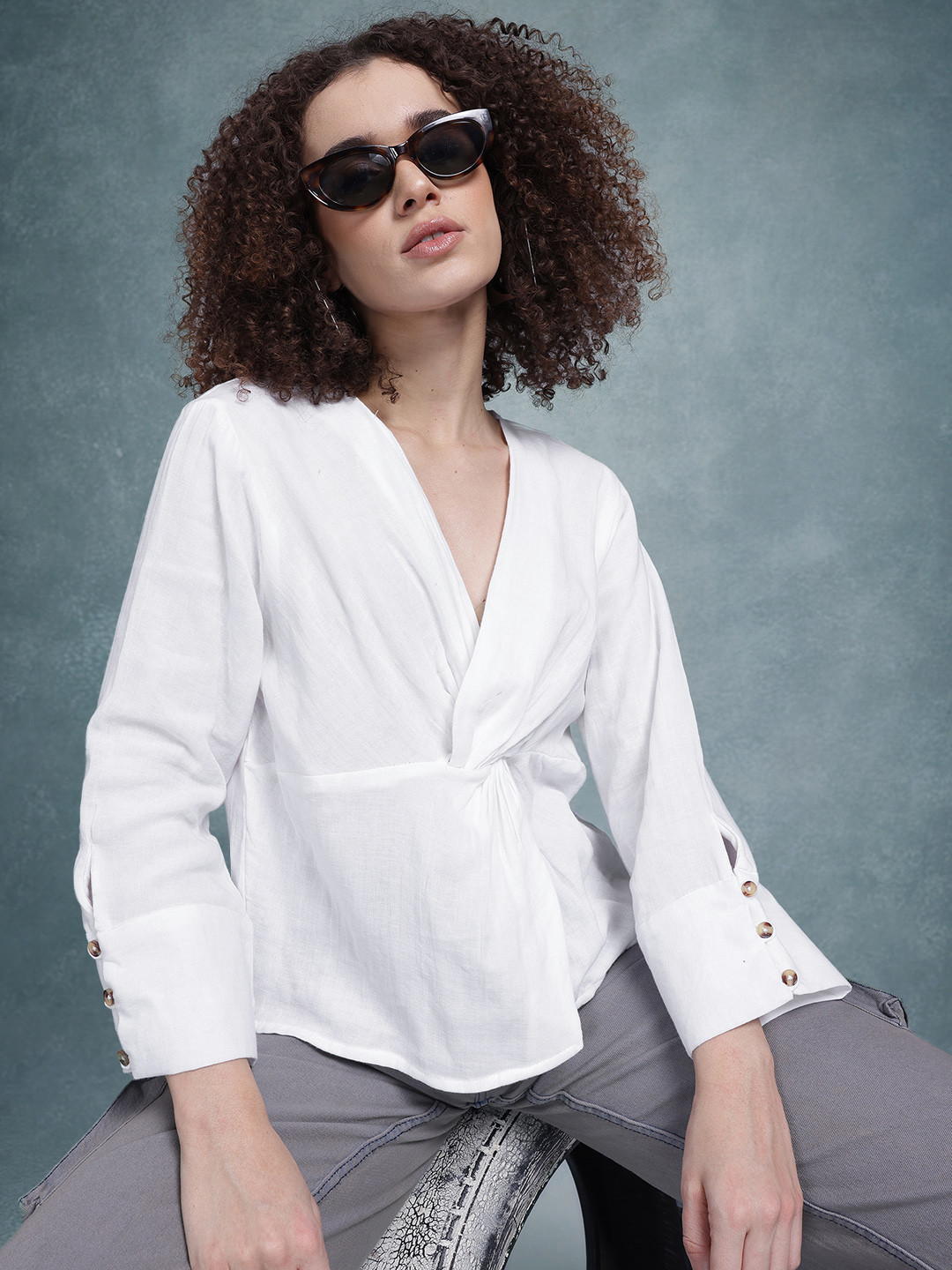 

The Roadster Life Co. Twisted Pure Cotton Top, White