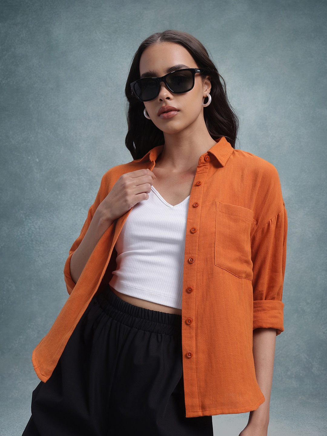 

The Roadster Life Co. Pure Cotton Opaque Casual Shirt, Rust