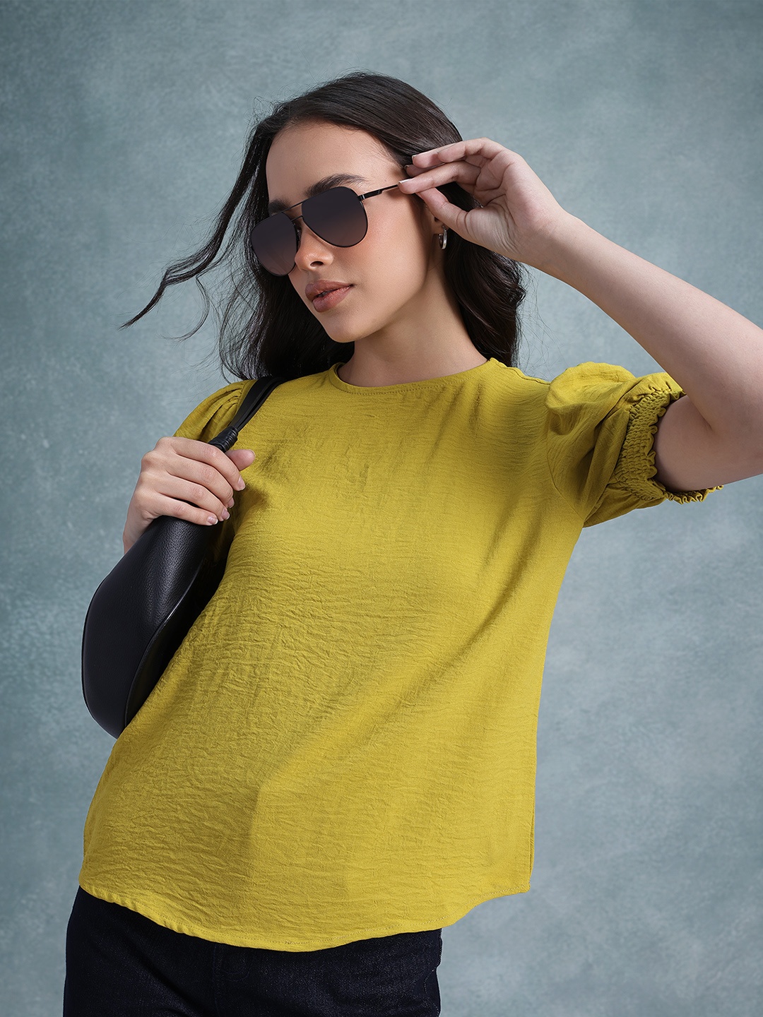 

The Roadster Life Co. Puff Sleeve Top, Mustard