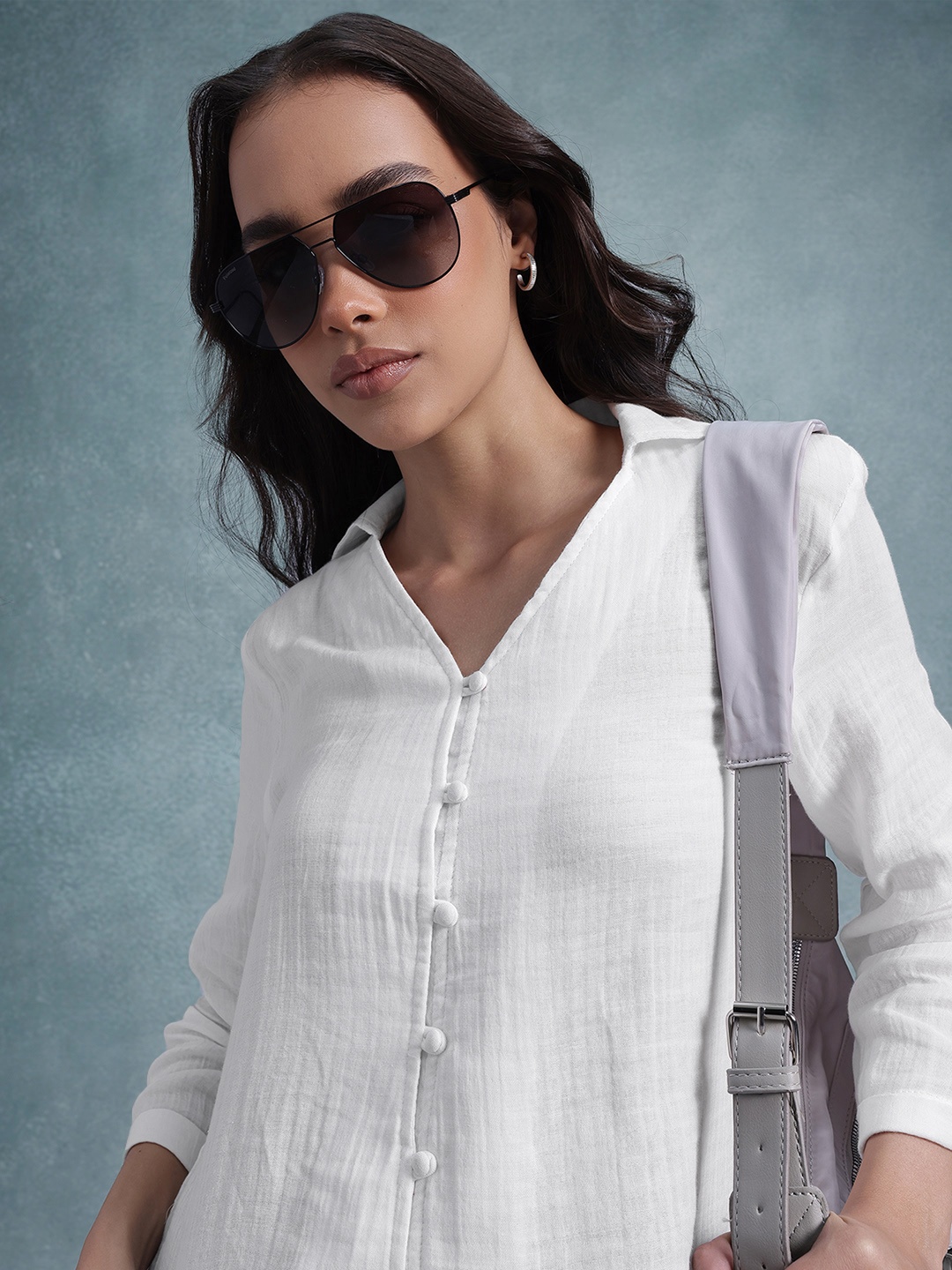 

The Roadster Life Co. Pure Cotton Shirt Style Top, White