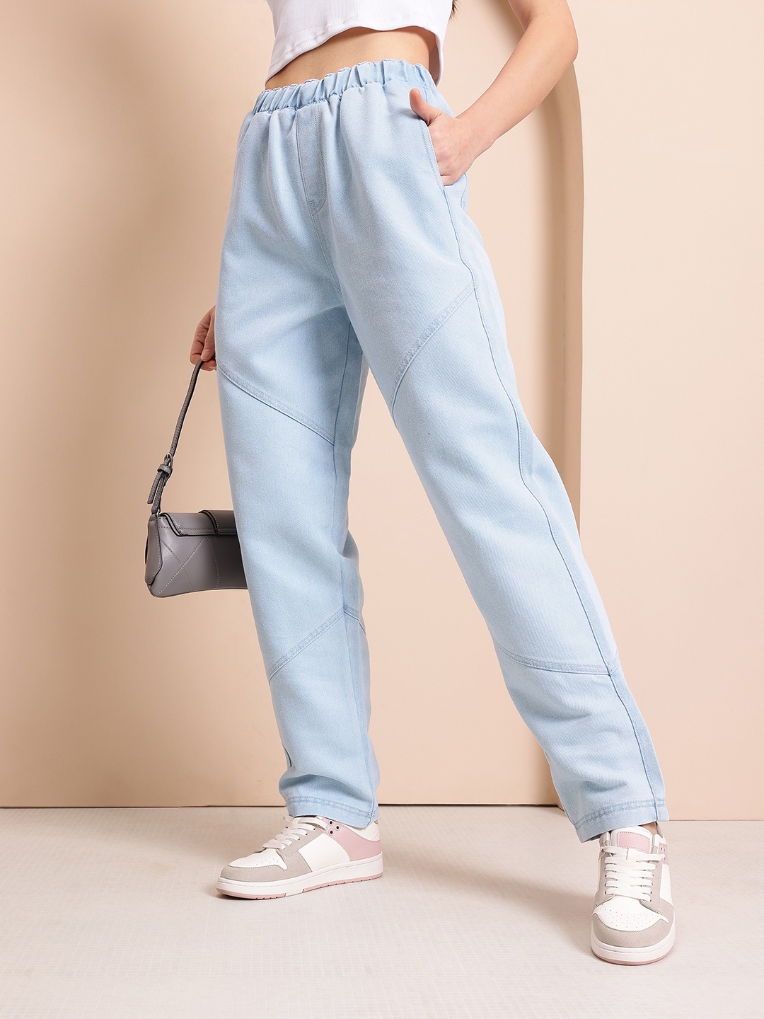 

Mast & Harbour Women Relaxed Fit High-Rise Heavy Fade Jeans, Blue