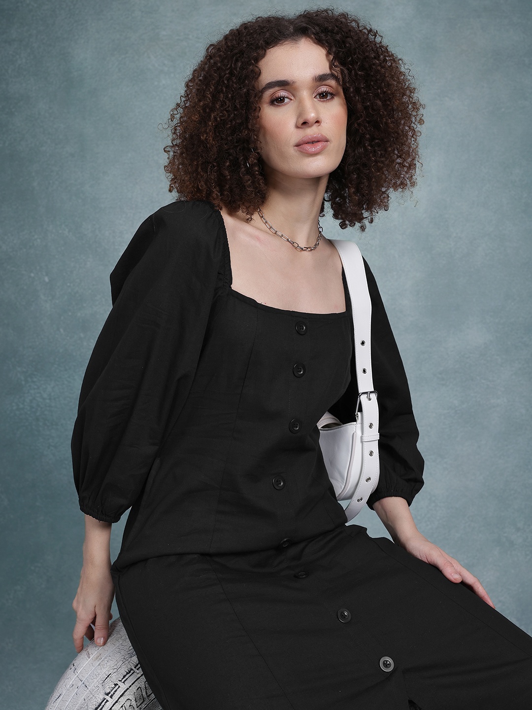 

The Roadster Life Co. Pure Cotton A-Line Midi Dress, Black