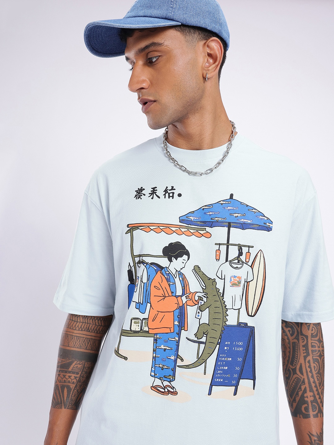 

glitchez Urban Cool Graphic Printed Relaxed Fit T-shirt, Blue