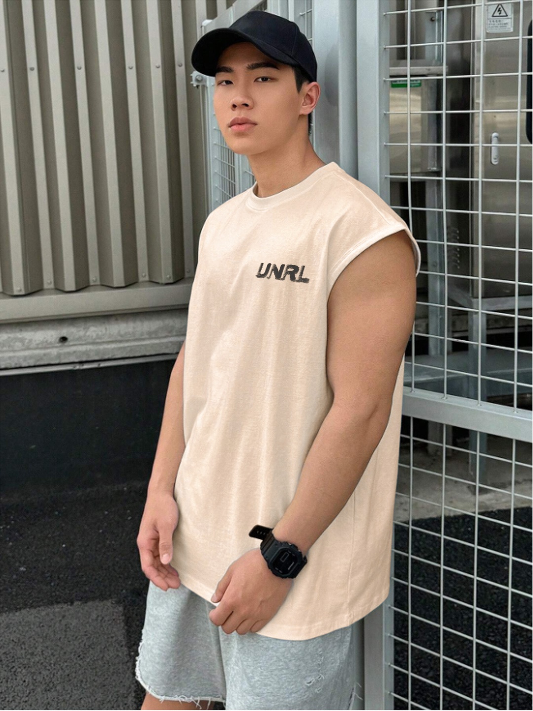 

UNRL Cotton Printed Relaxed T-shirt, Off white