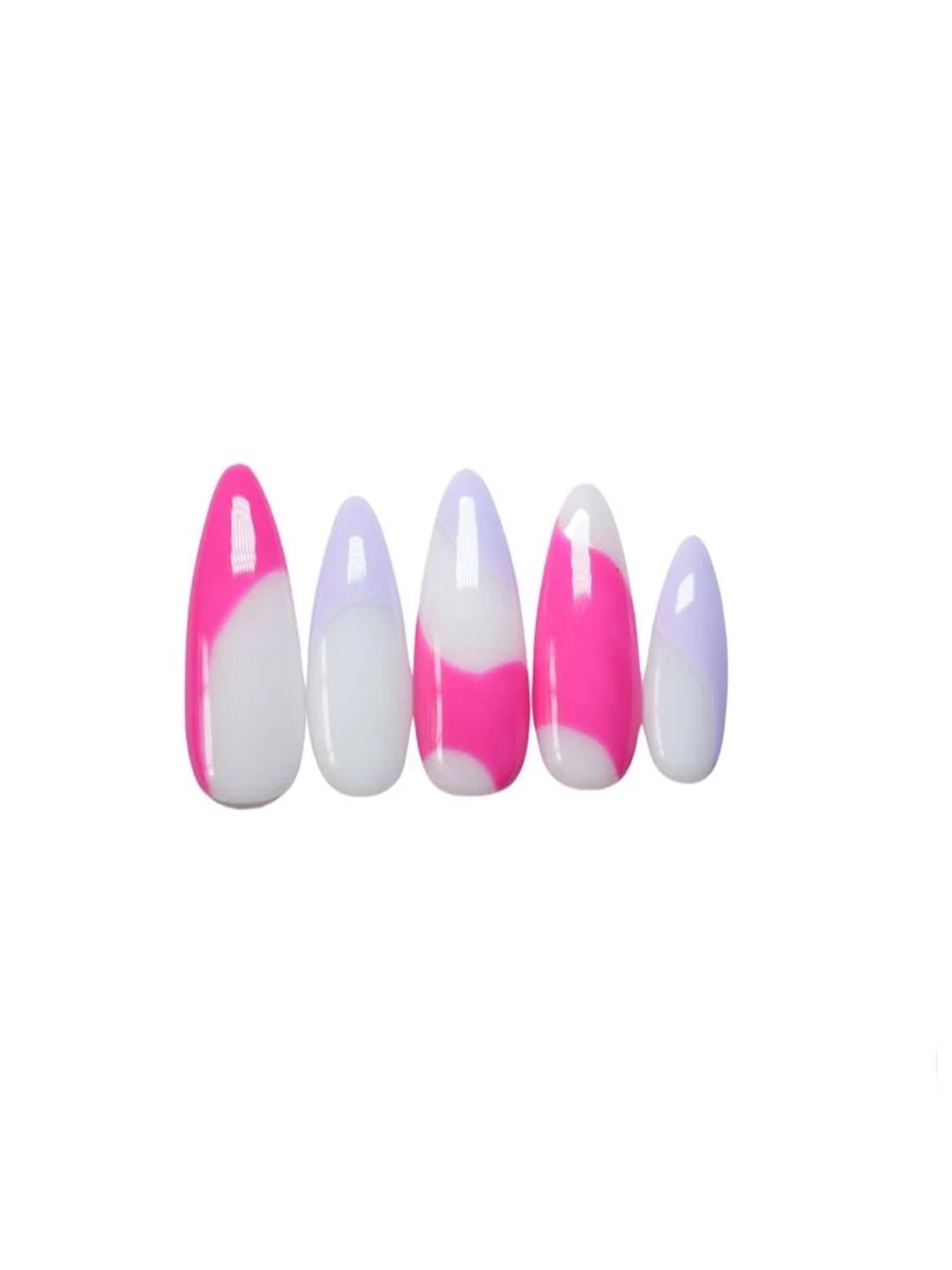 

SOEZI Set Of 5 Artificial Press On Nails - Pink, Multi