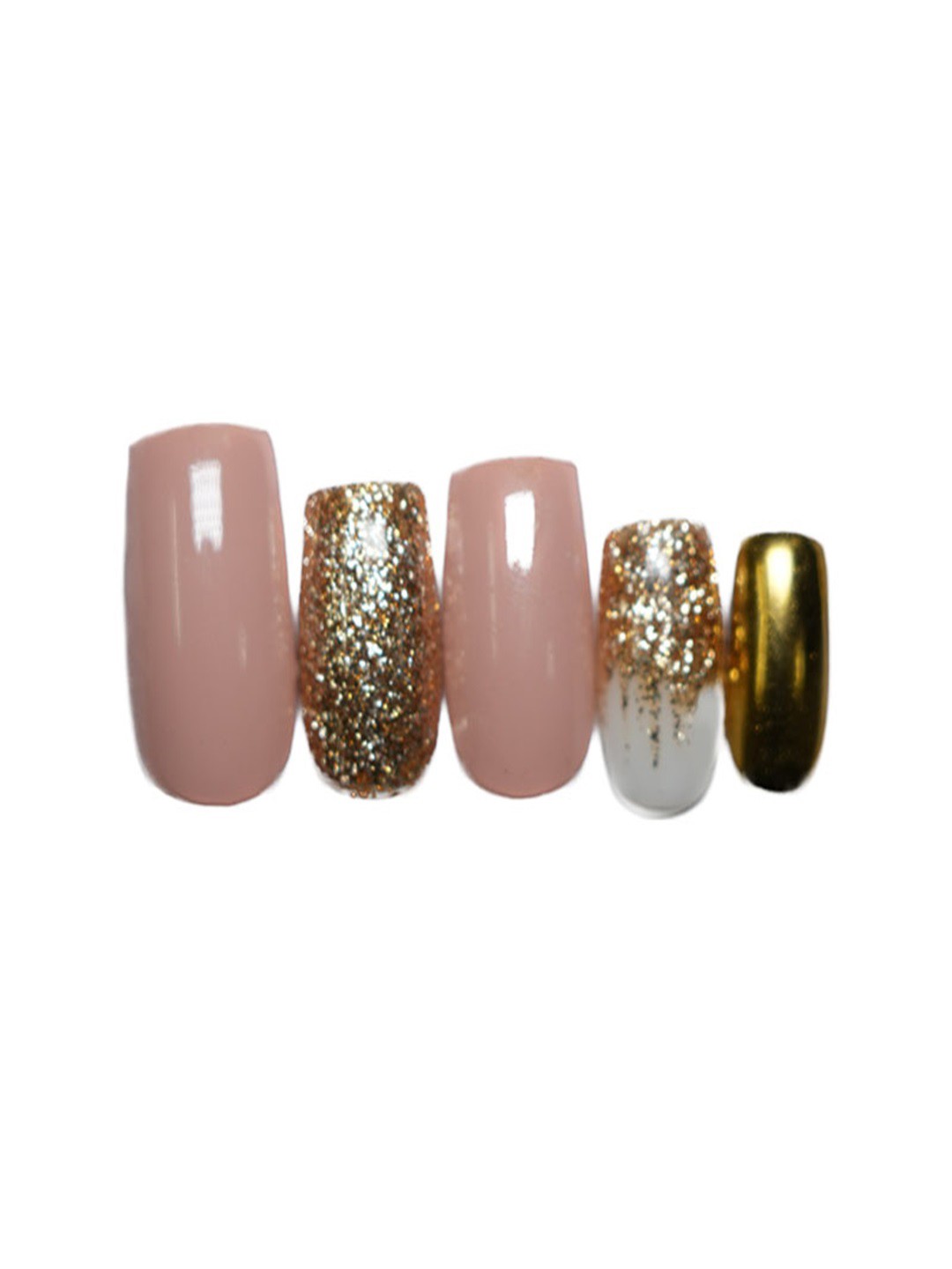 

SOEZI Set Of 5 Stick On Artificial Nails - Pink