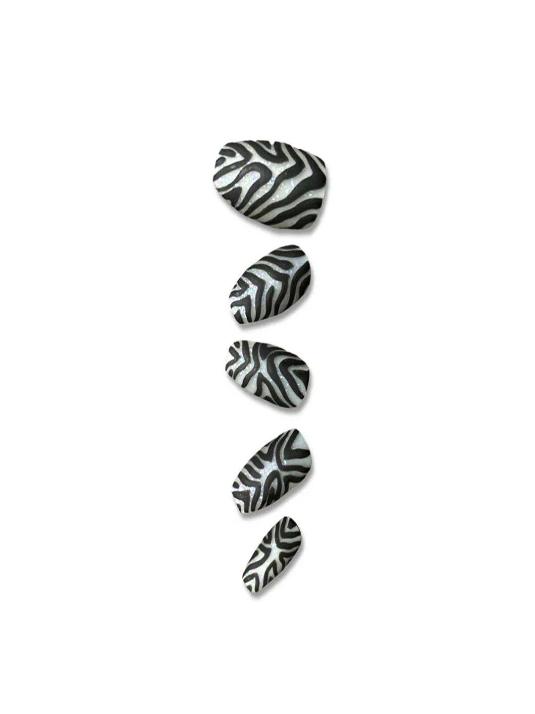 

SOEZI Set of 5 Short Coffin Nail Art - Black & Grey