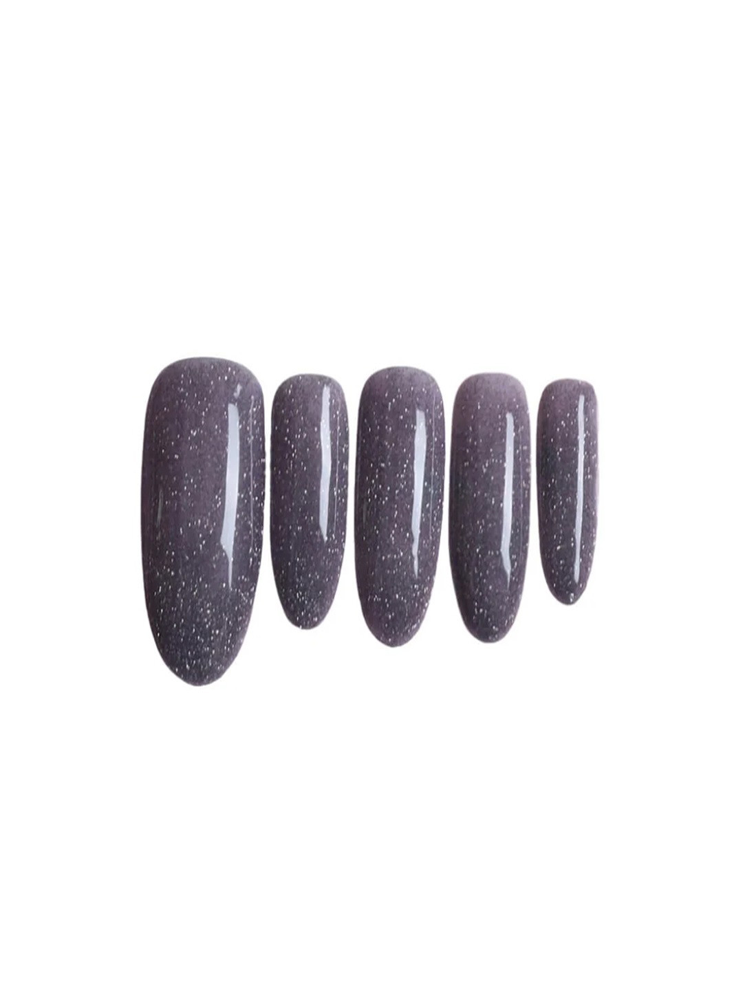 

SOEZI Set Of 5 Artificial Press On Nails - Silver, Grey