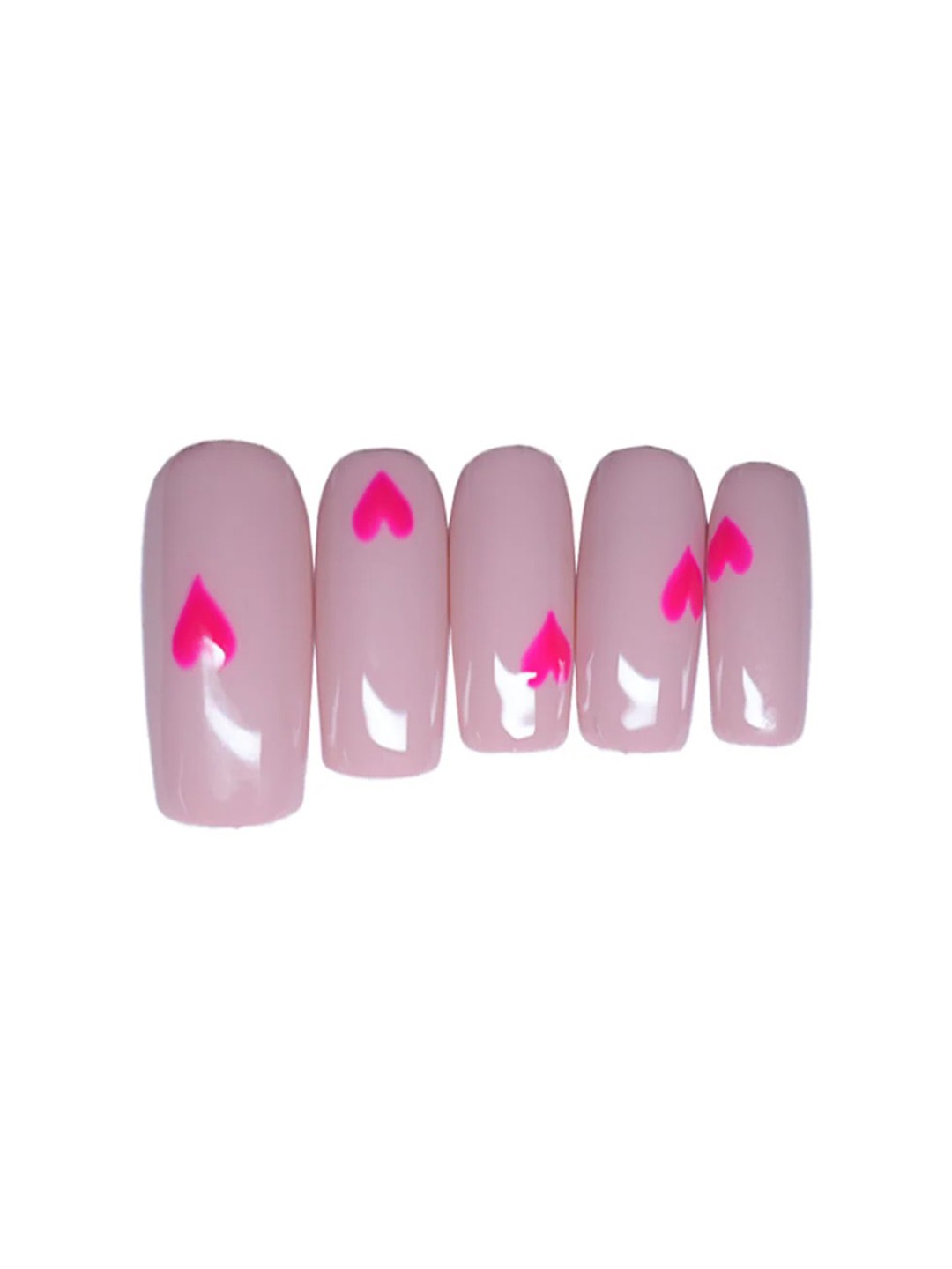 

SOEZI Set Of 5 Artificial Press On Nails - I Heart You, Pink