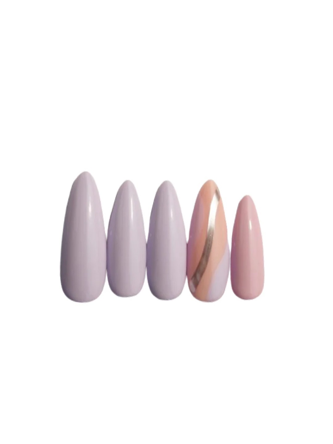 

SOEZI Set Of 5 Artificial Press On Nails - Lilac serenity, Purple