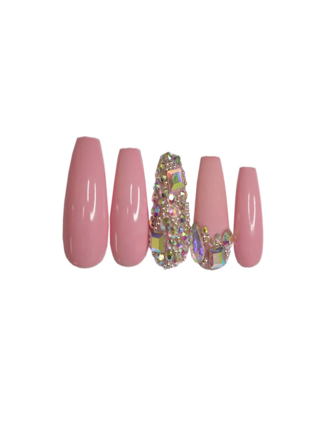 

SOEZI Set Of 5 Press On Artificial Nails - Amari, Pink