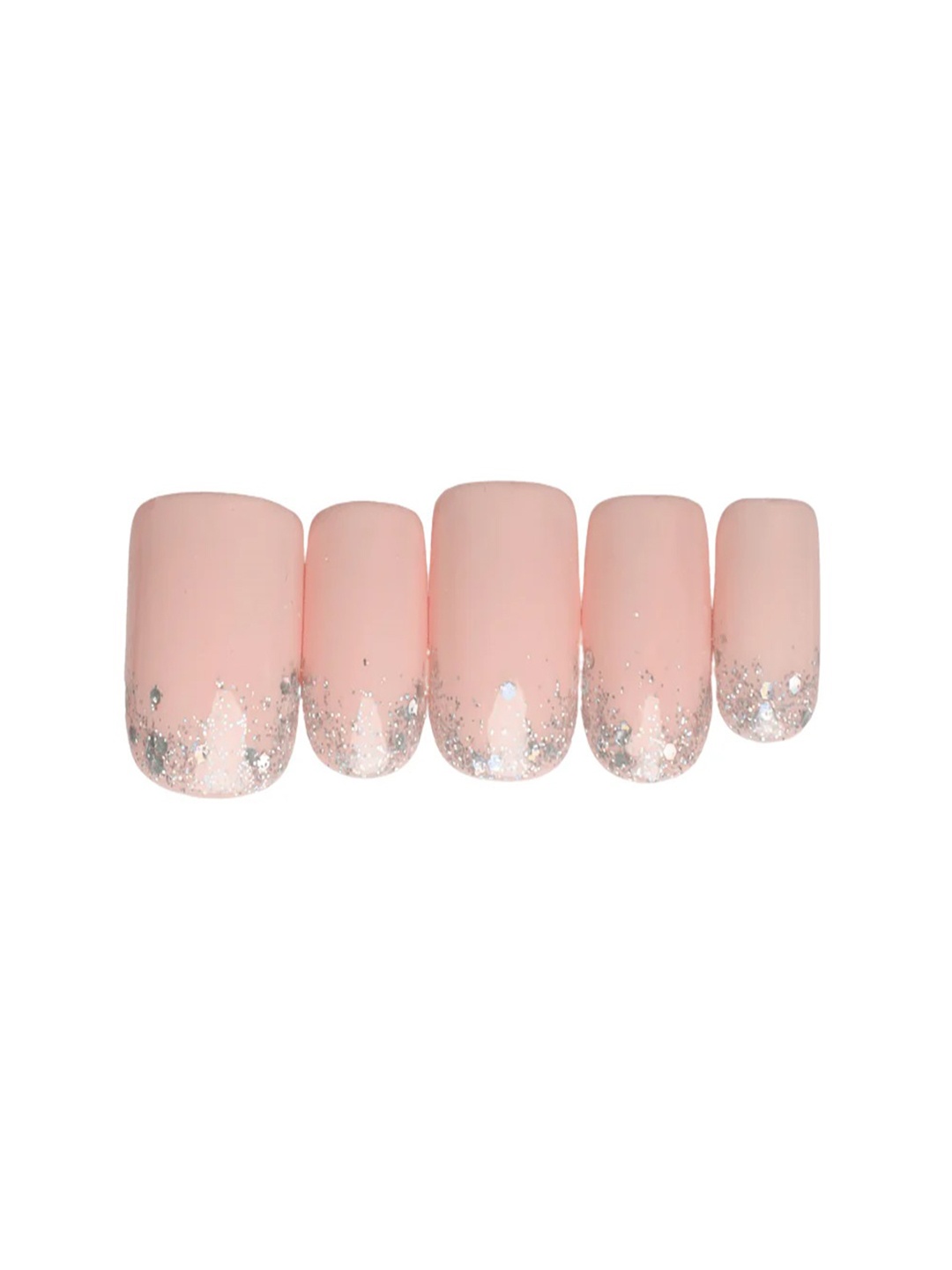 

SOEZI Set Of 24 Short Square Shape Stick On Artificial Nails - Pink