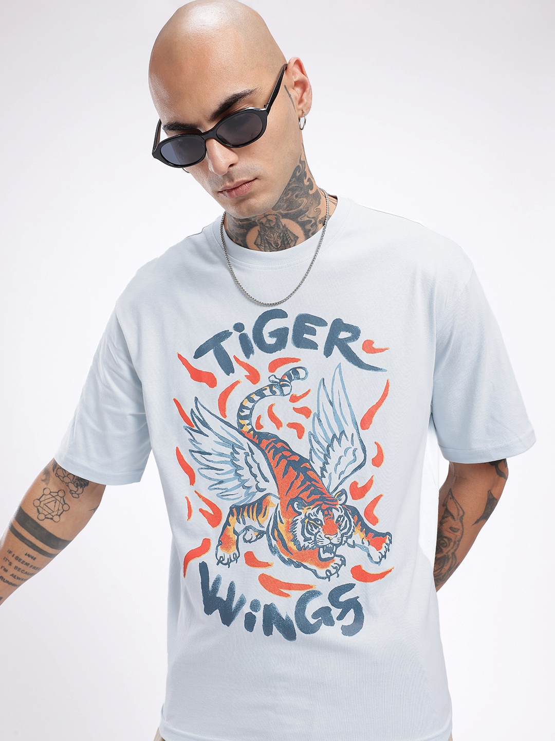 

glitchez Modern Edge Graphic Printed Relaxed Fit T-shirt, Blue