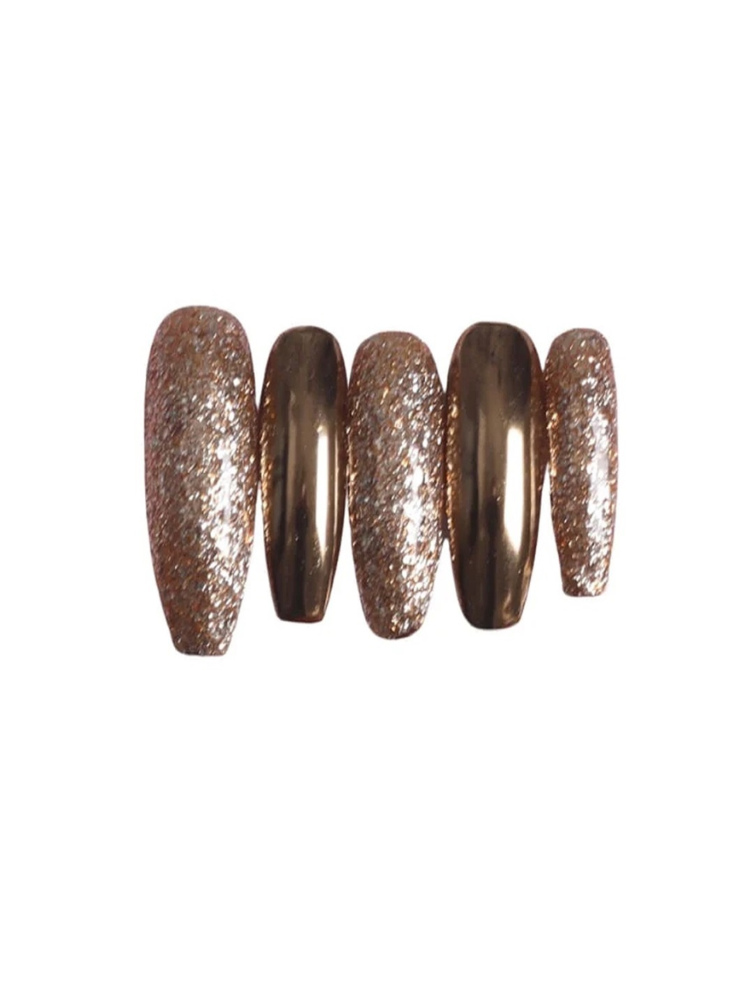 

SOEZI Set Of 5 Stick On Artificial Nails - Dutch Heiress, Bronze