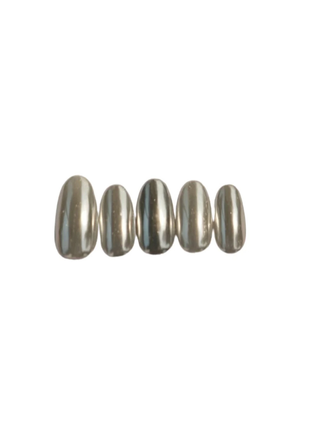 

SOEZI Set of 5 Stick On Artificial Nails - Chamakta Aaina, Silver