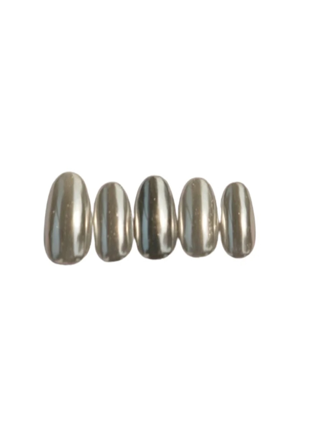 

SOEZI Set Of 5 Stick On Artificial Nails - Shade - Chamakta Aaina, Silver