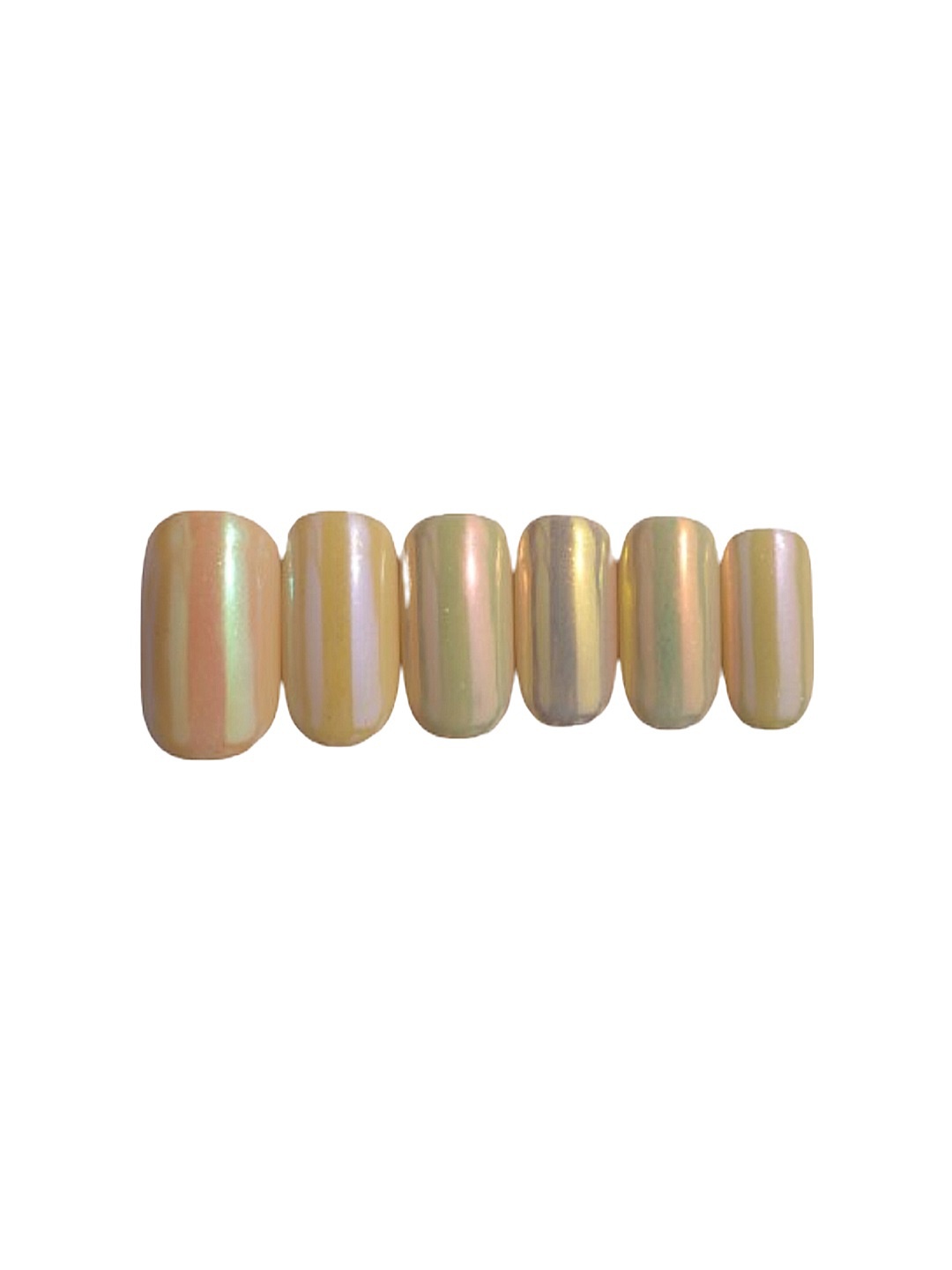 

SOEZI Set of 5 Reusable Press On Nails with Application Kit - Pearl Essence, Gold