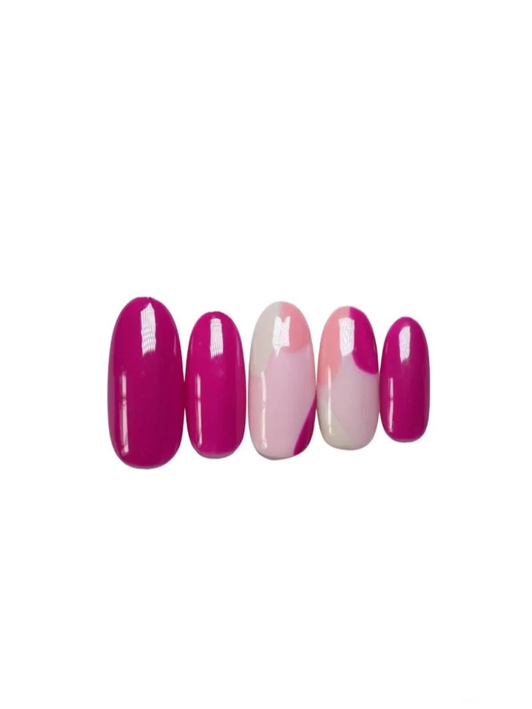 

SOEZI Set Of 5 Press On Artificial Nails - Marooned On An Island, Magenta