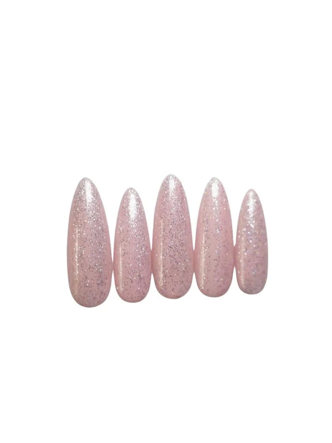 

SOEZI Set Of 5 Press On Artificial Nails -Pink, Metallic