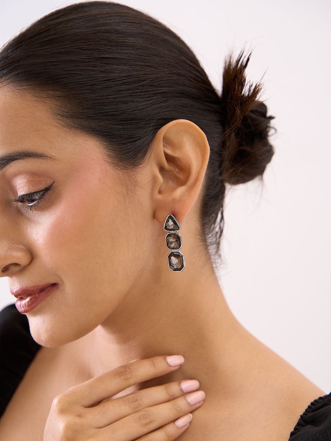 

ToniQ Stone-Studded Drop Earrings, Silver