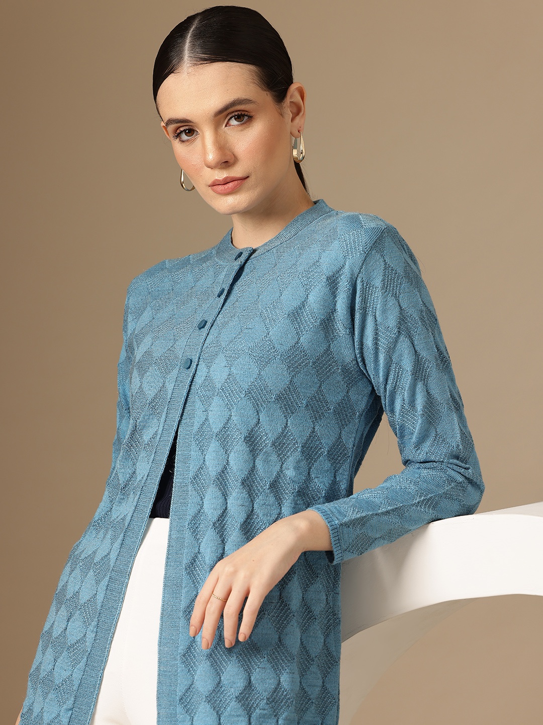 

Chemistry Woollen Longline Cardigan, Blue