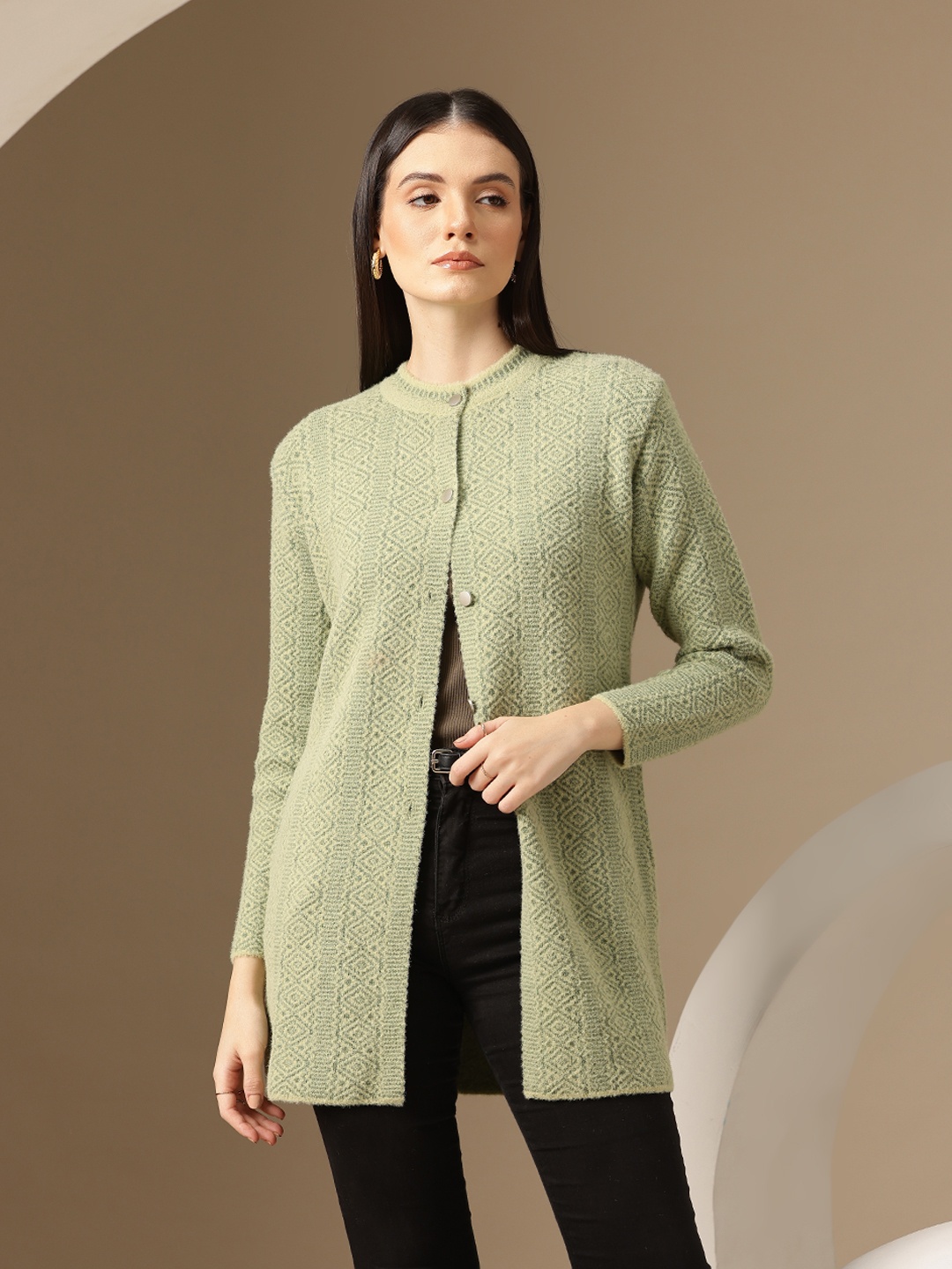 

Chemistry Woollen Longline Cardigan, Green