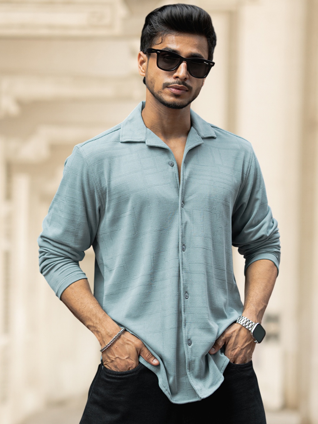 

Powerlook Men Opaque Casual Shirt, Blue