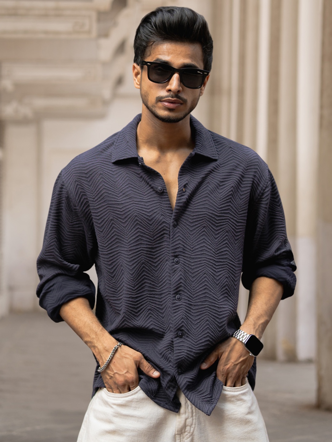 

Powerlook Men Opaque Casual Shirt, Grey