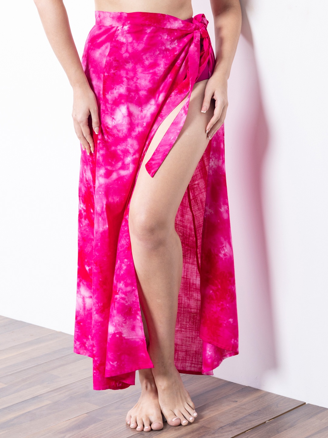 

EROTISSCH Women Pink Tie & Dye Swim Cover-up Skirt