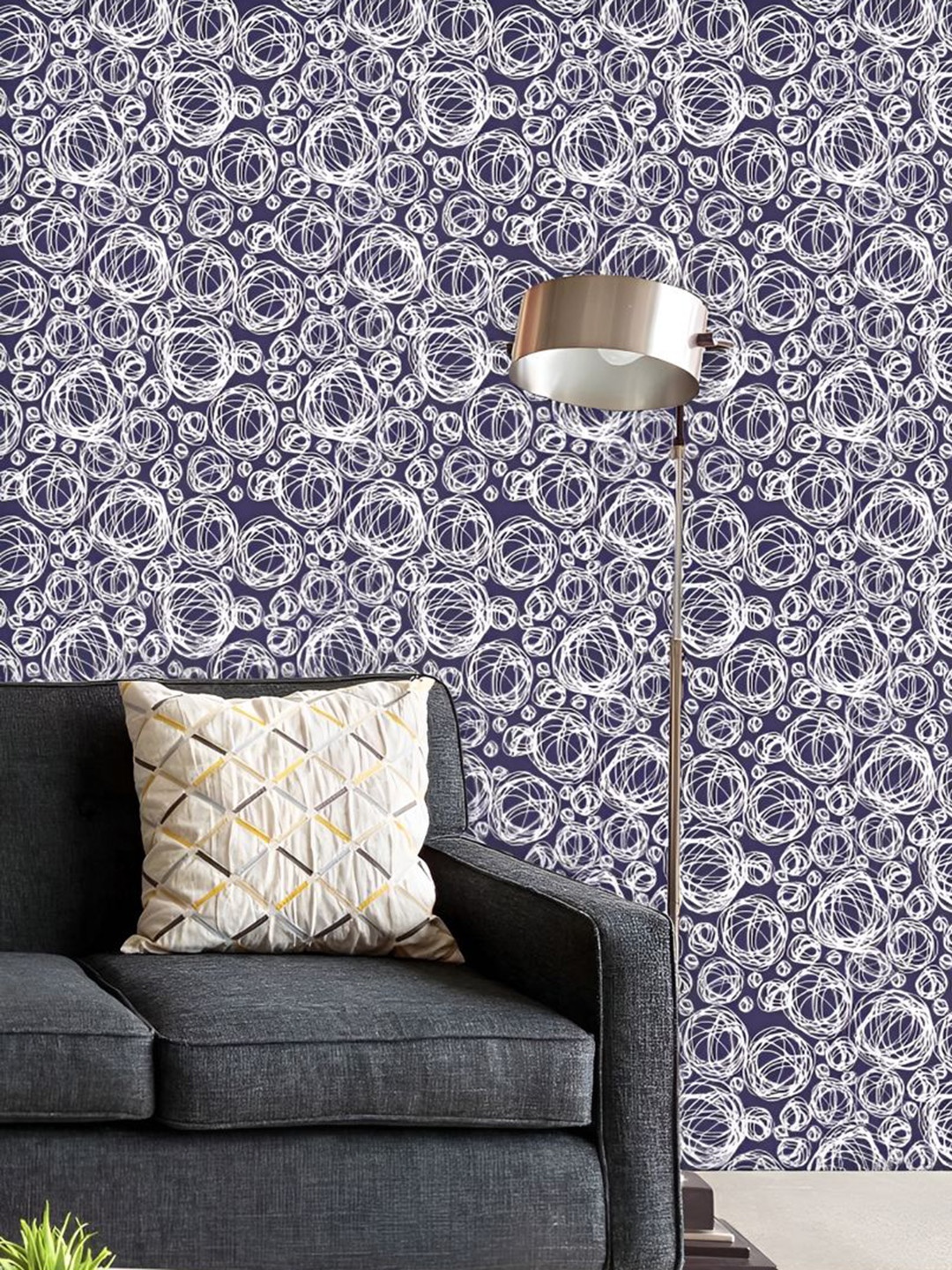 

ArtzFolio Printed UV-Resistant Anti-Bacterial Doodle Circles Peel & Stick Wallpaper, Multi