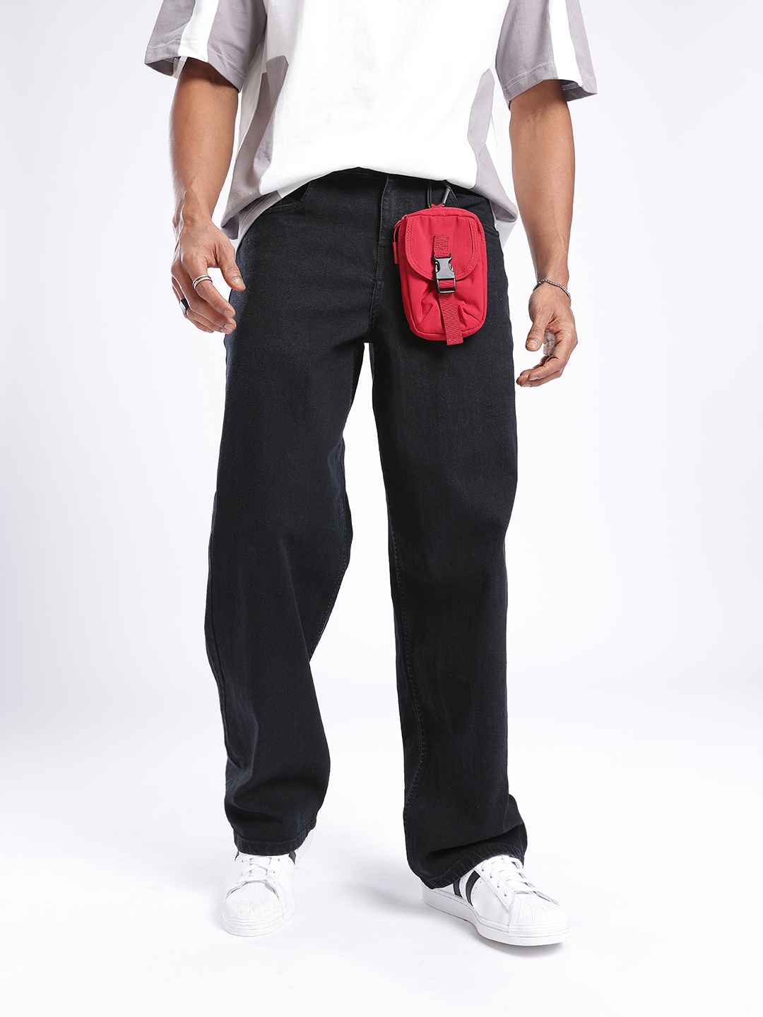 

glitchez Men Urban Savvy Relaxed Fit Stretchable Jeans, Black