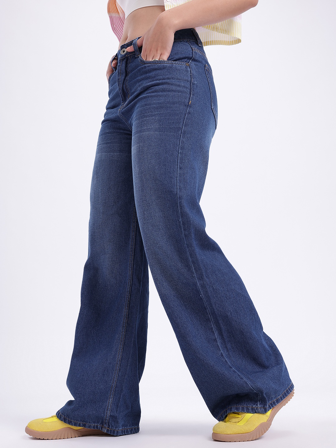 

glitchez Women Dark Grunge Faded Straight To Style Jeans, Blue