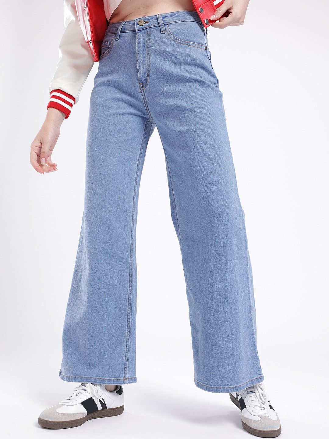 

glitchez Women Free-Flowing Fit Wide Leg Stretchable Jeans, Blue