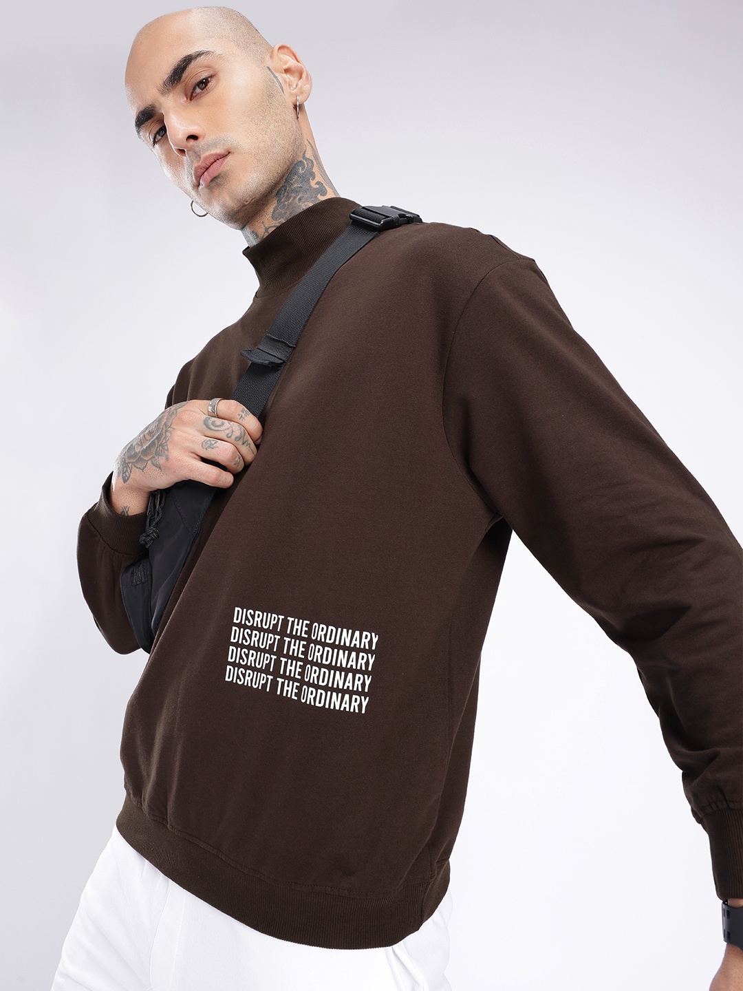 

glitchez Urban Savvy Printed Cotton Terry Relaxed Sweatshirt, Brown