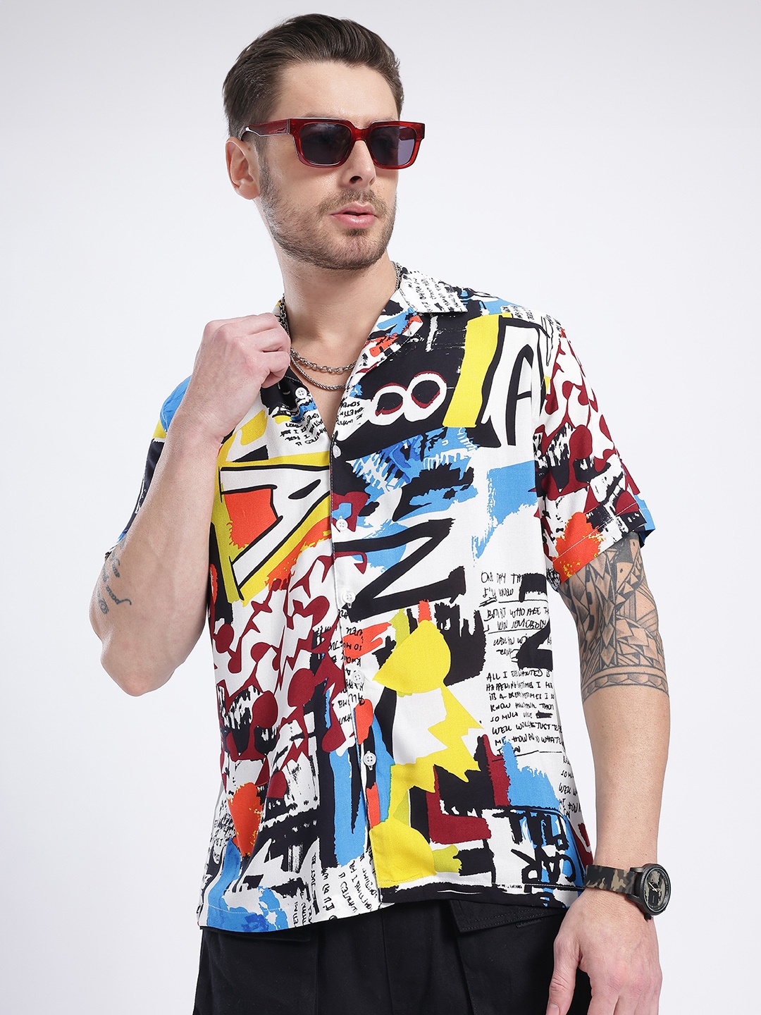 

glitchez Printed Prose Relaxed Shirt, Multi