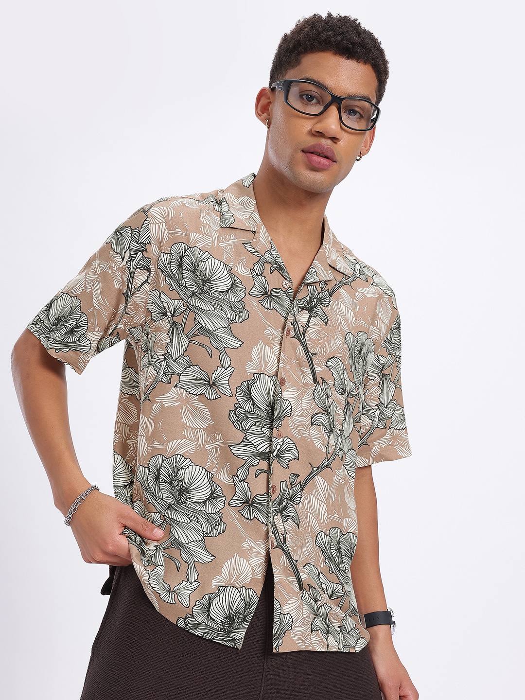 

glitchez Rose Revival Printed Relaxed Shirt