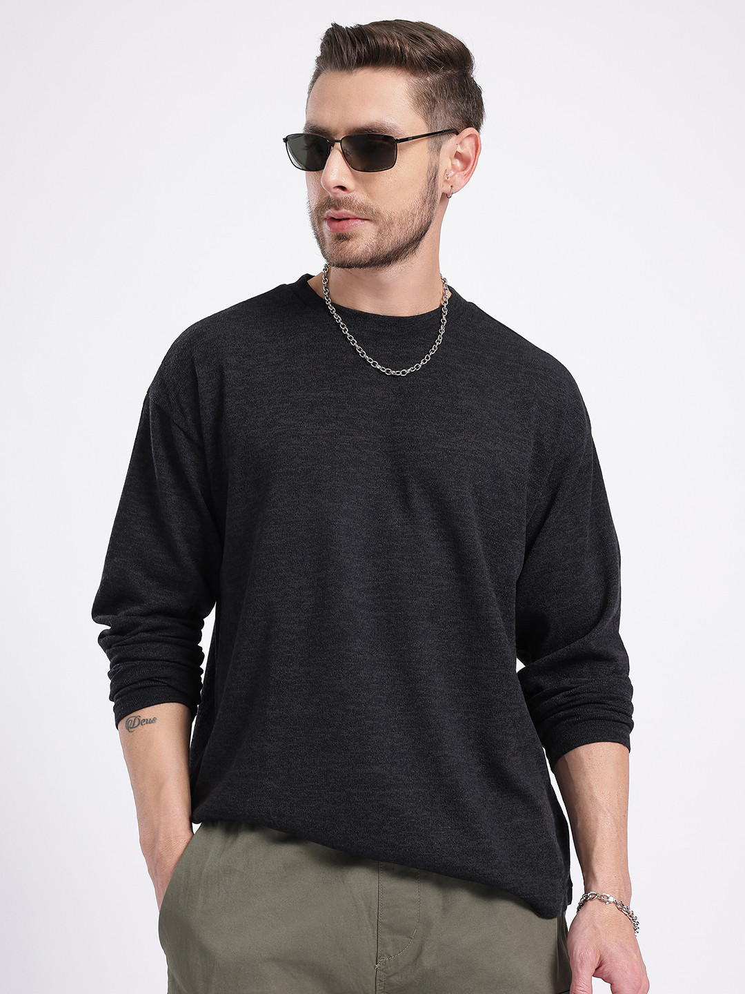 

glitchez Modern Minimalism Oversized Pullover, Black