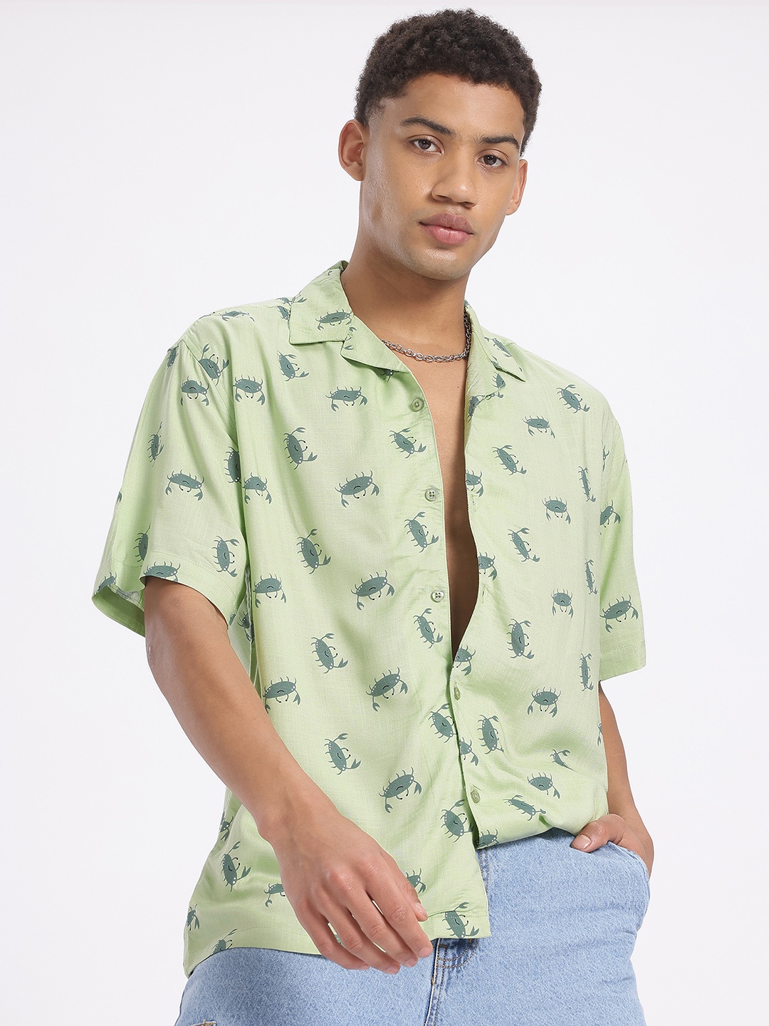 

glitchez Seaside Rebel Relaxed Fit Shirt, Green