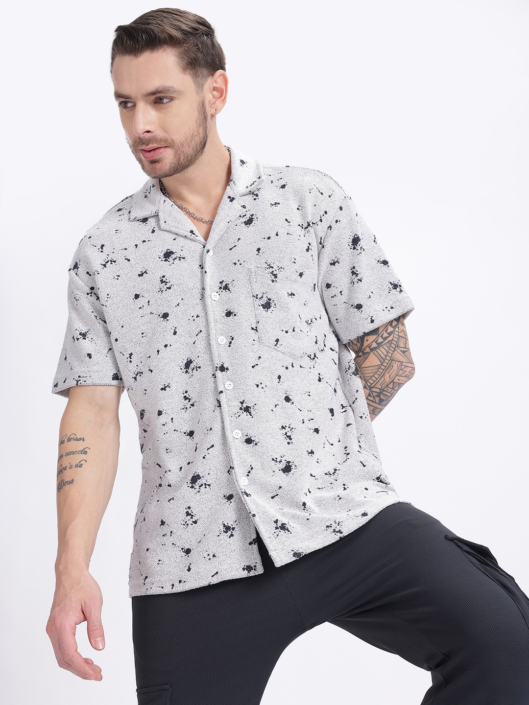 

glitchez Comfy Knits Printed Shirt, Grey