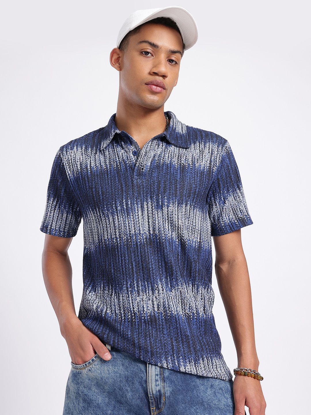 

glitchez Oceanic Odyssey Ombre Textured Shirt, Grey