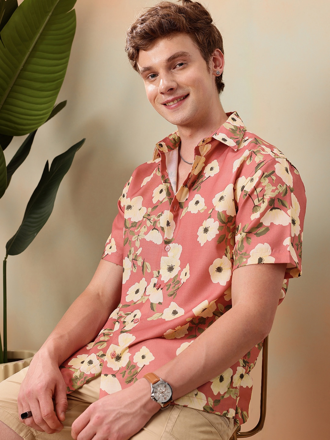 

Mast & Harbour Floral Printed Casual Shirt, Peach