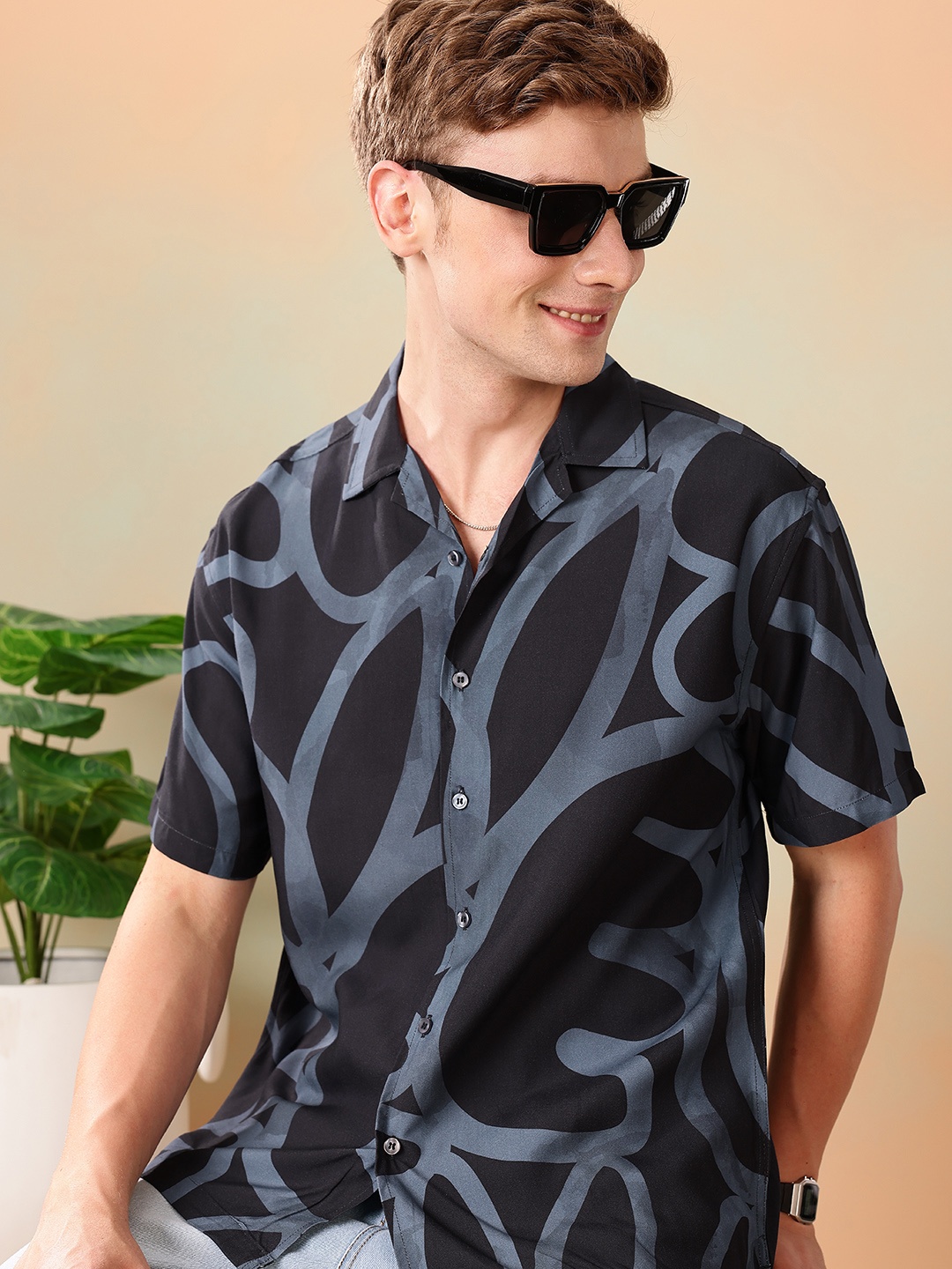 

Mast & Harbour Graphic Printed Relaxed Fit Casual Shirt, Blue