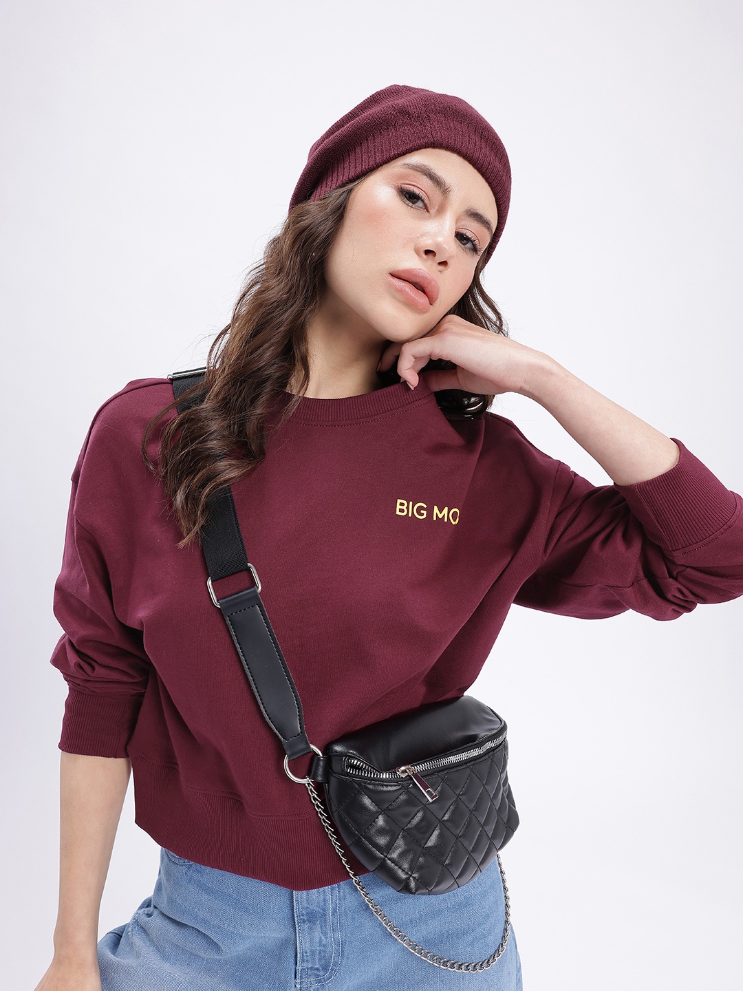 

glitchez Urban Confidence Relaxed Cotton Terry Sweatshirt, Burgundy