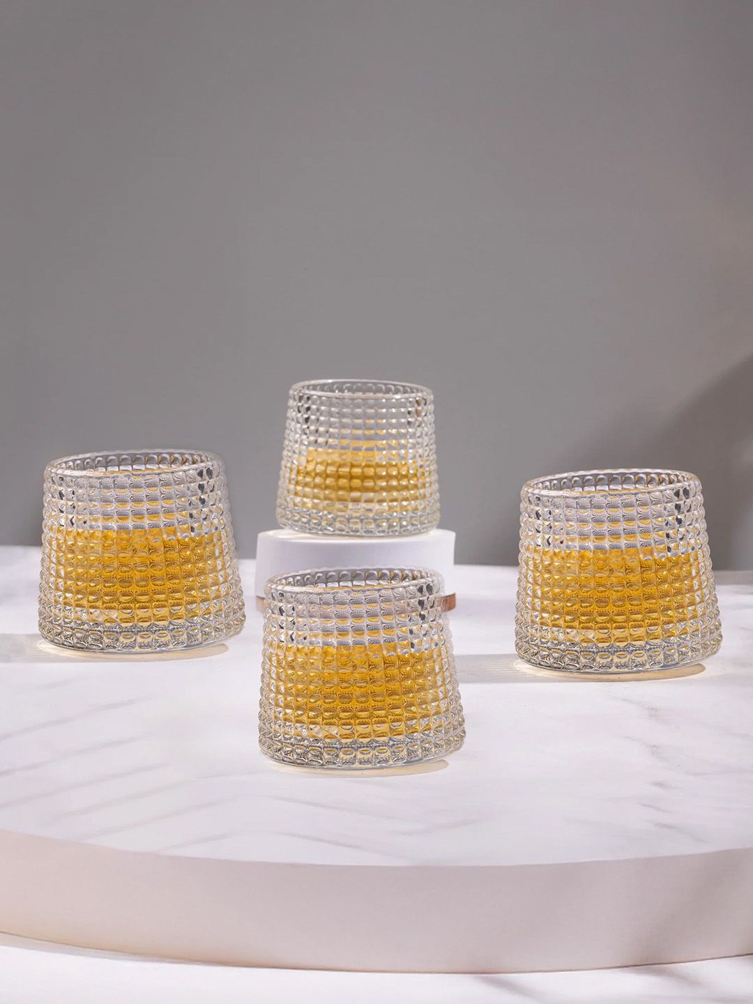

nestroots Transparent 4 Pieces Textured Bar Glass 300 ml